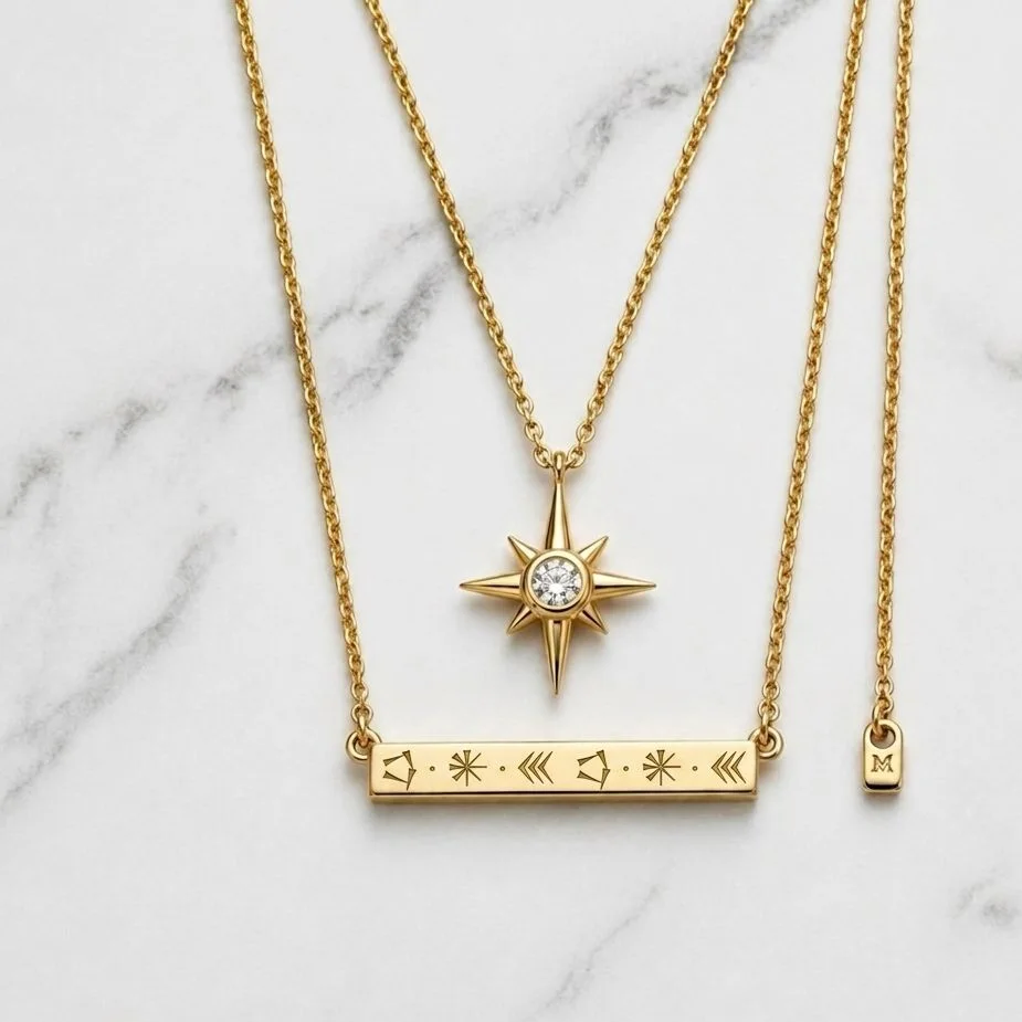 Layered Star & Bar Necklace in gold