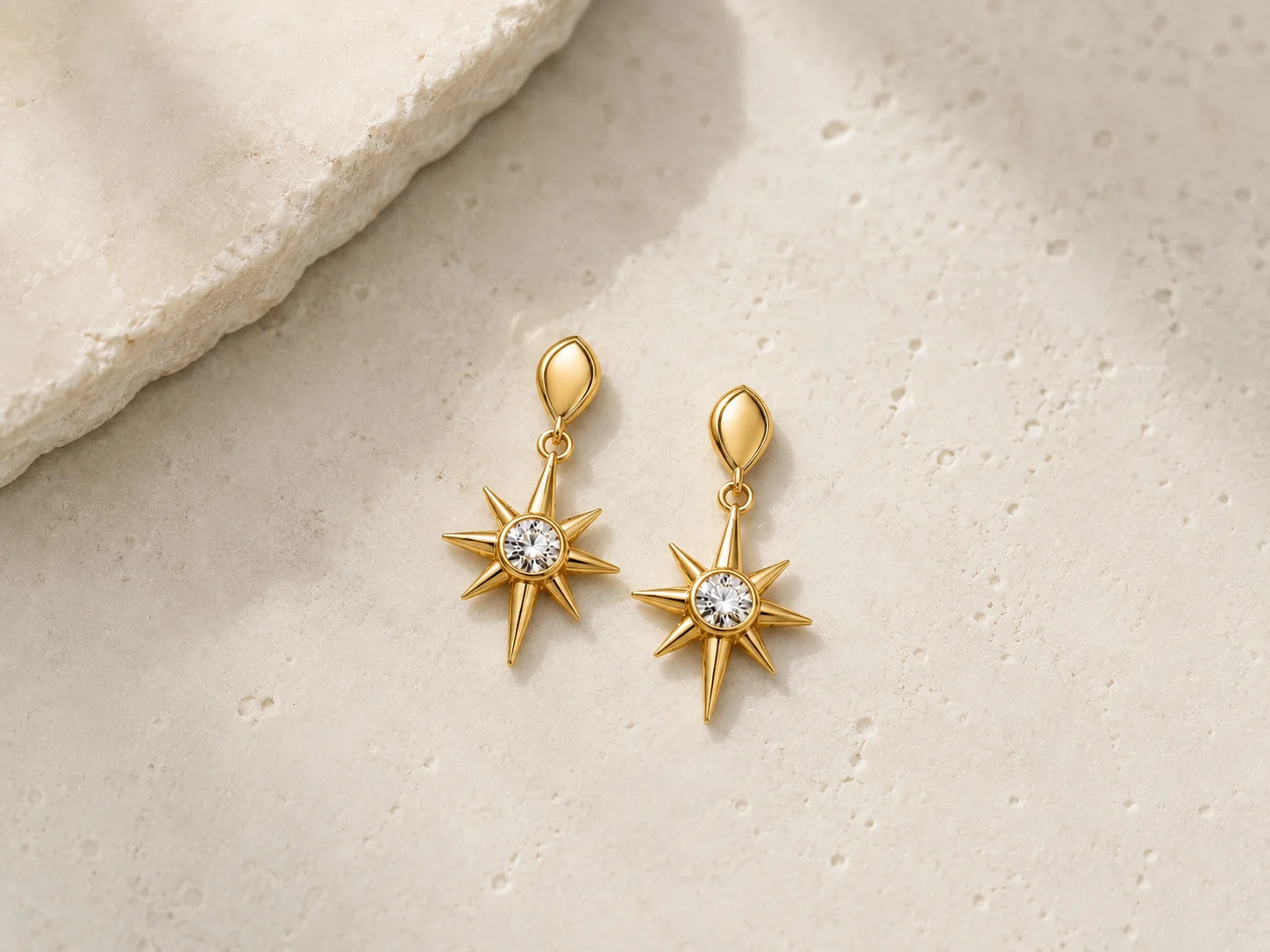 Petite Star Drop Earrings in gold
